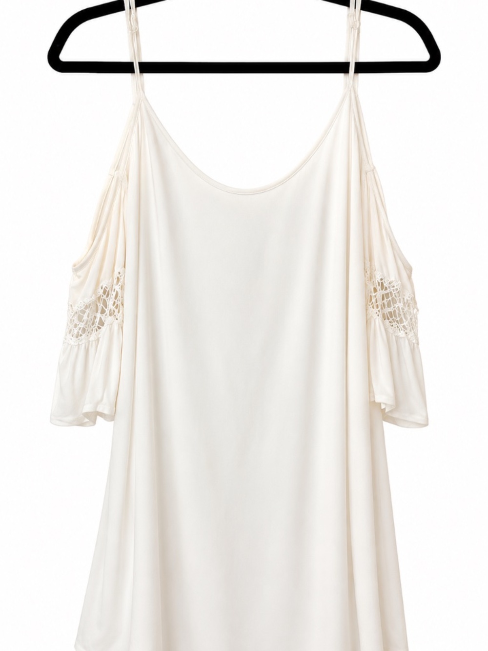 Cream Cold-Shoulder Lace Sleeve Dress / Tunic Top